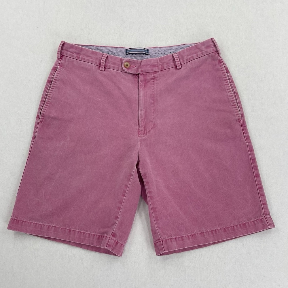 Peter Millar Winston Shorts Mens 33 Pink Twill Flat Front Faded Pastel Preppy